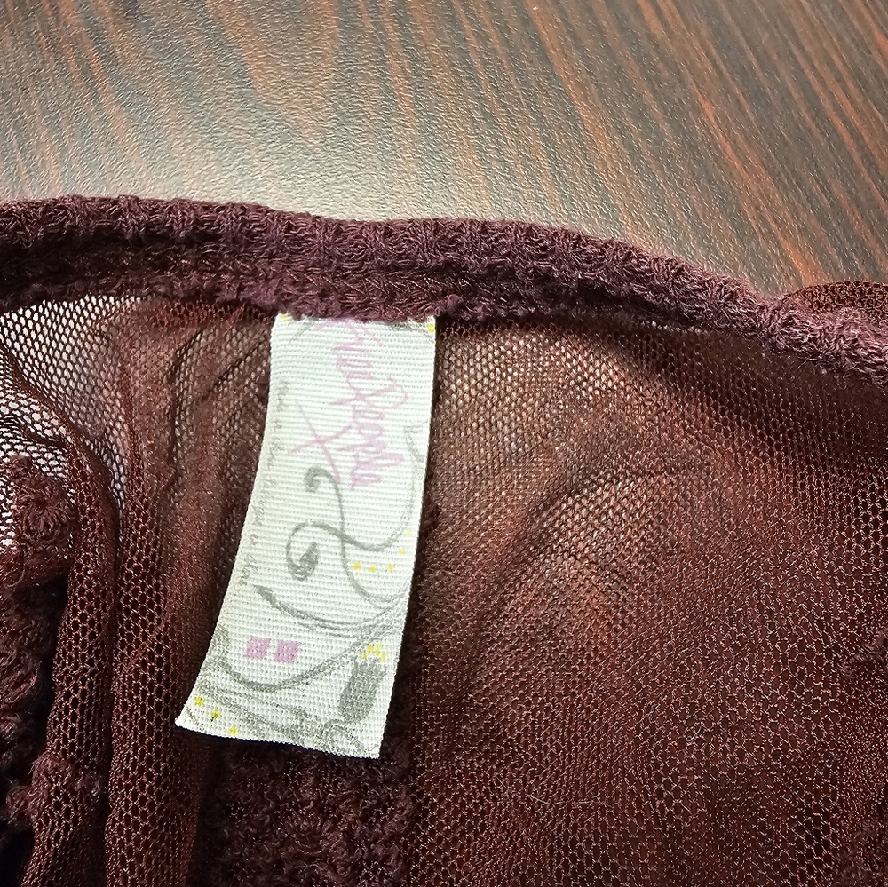 Free People Three-Quarter Sleeve Top Burgundy Color Size M - Picture 2 of 11